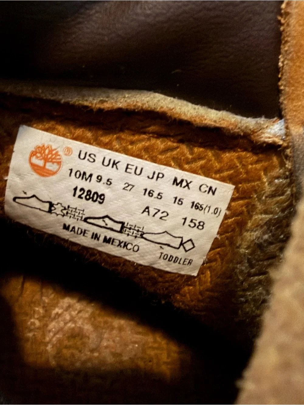Original Timberland Kids Tan Lace-Up Work-Style Boots with Padded Collar